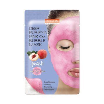 Очисна пінлива маска "Персик" Deep Purifying Green O2 Bubble Mask Peach Purederm 25 г