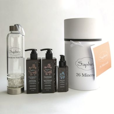 Набор для увлажнения волос минеральный Saphira Hydration (шампунь 250 мл + кондиционер 250 мл + сыворотка 30мл + бутылка для воды)