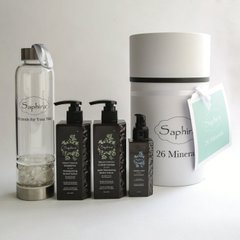 Набір для надання об'єму волоссю мінеральний Saphira Volume (шампунь 250мл + кондиціонер 250мл + сироватка 30мл + пляшка для води)